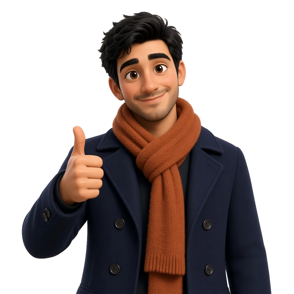 Маскот показывает большой палец